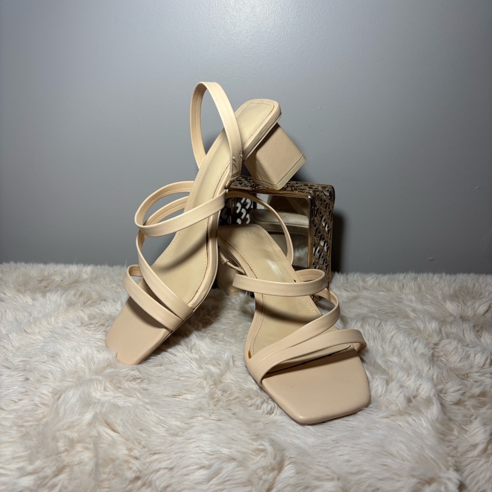 H&M Women's Strappy Block Heel Sandals - Cream